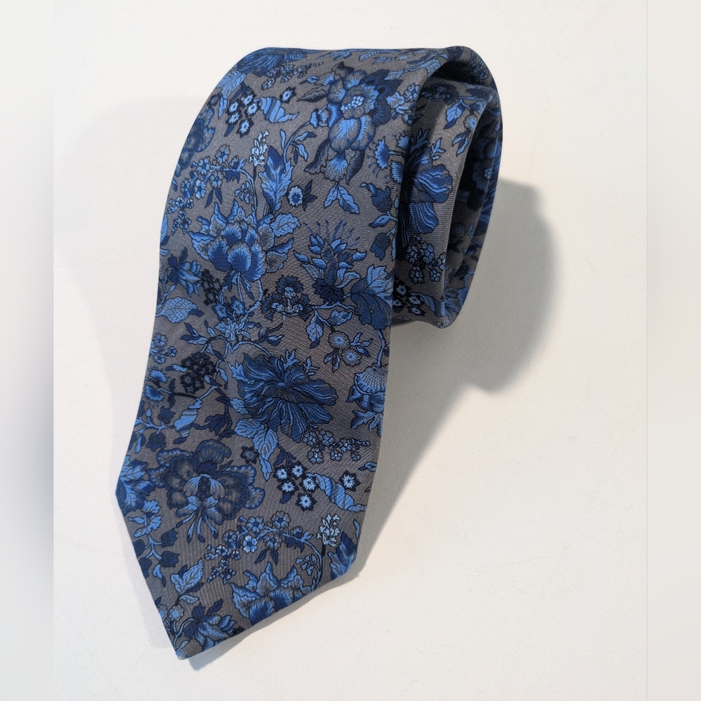 Liberty of London Blue and Gray Floral Tie